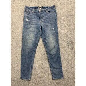 Womens Code Bleu Denim Jeans 12 High Rise Flat Front Pocket Distressed